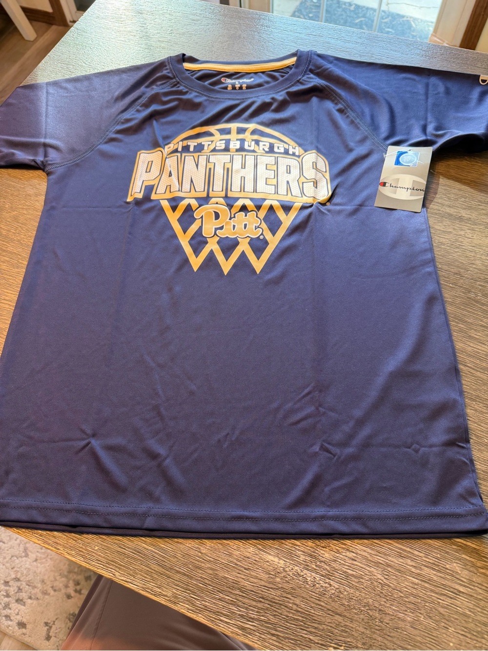 Champion Kids Navy and Gold Pittsburgh Panthers Short Sleeve Tee. L. B128
